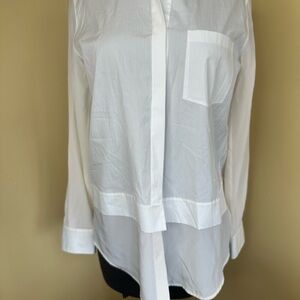 NWT White Cotton and Silk Button Down Blouse